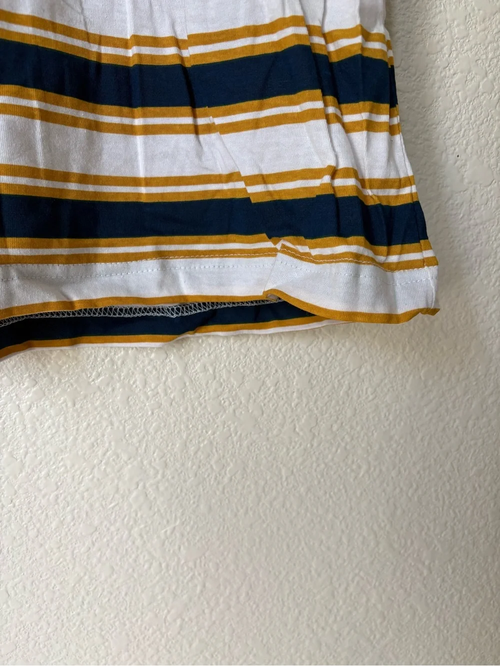 GUESS White Navy & Mustard Striped Logo Tee - Picture 6 of 8